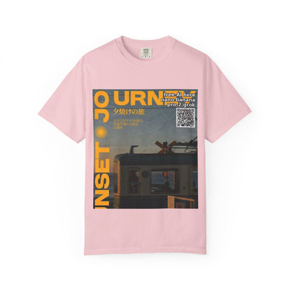 Sunset Train Graphic T-Shirt — Japanese Retro Transit Poster Tee