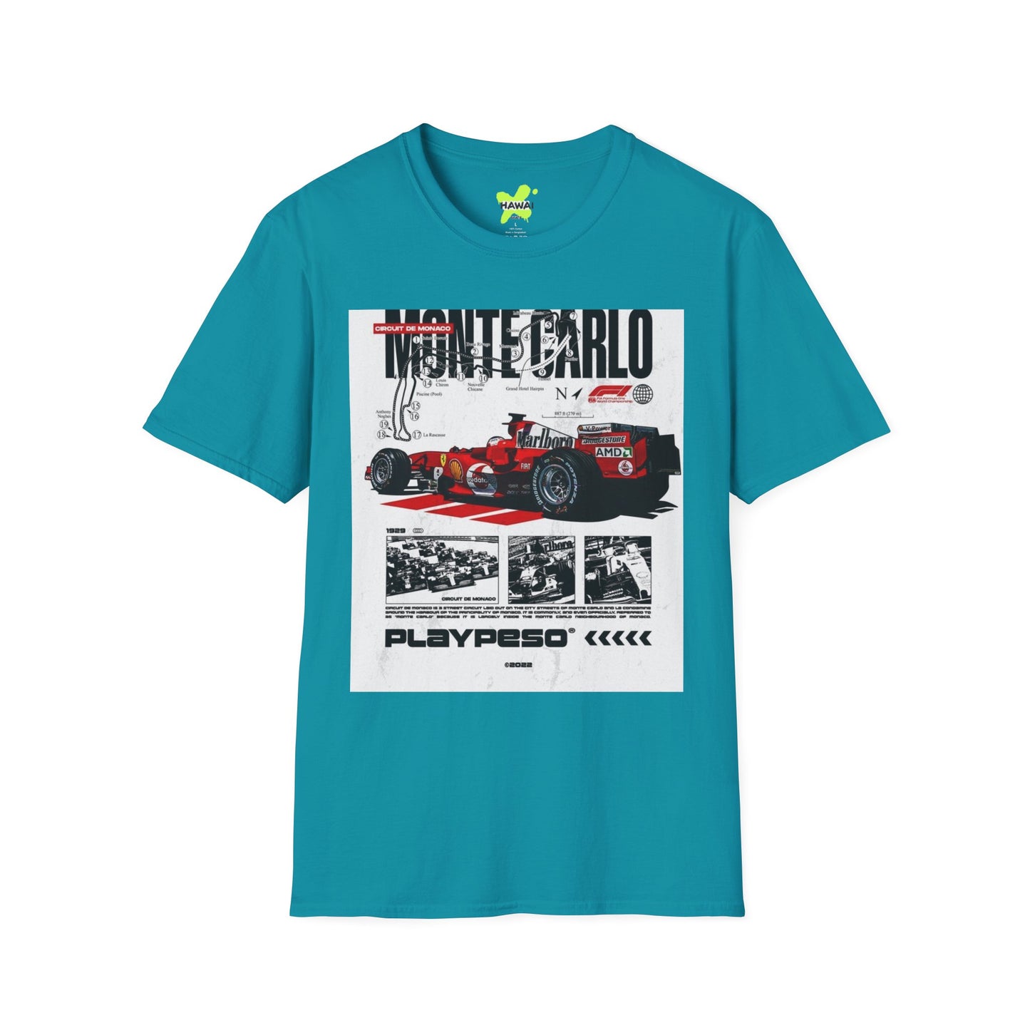 Monte Carlo Racing Graphic T-Shirt - Unisex Softstyle Tee for Car Enthusiasts