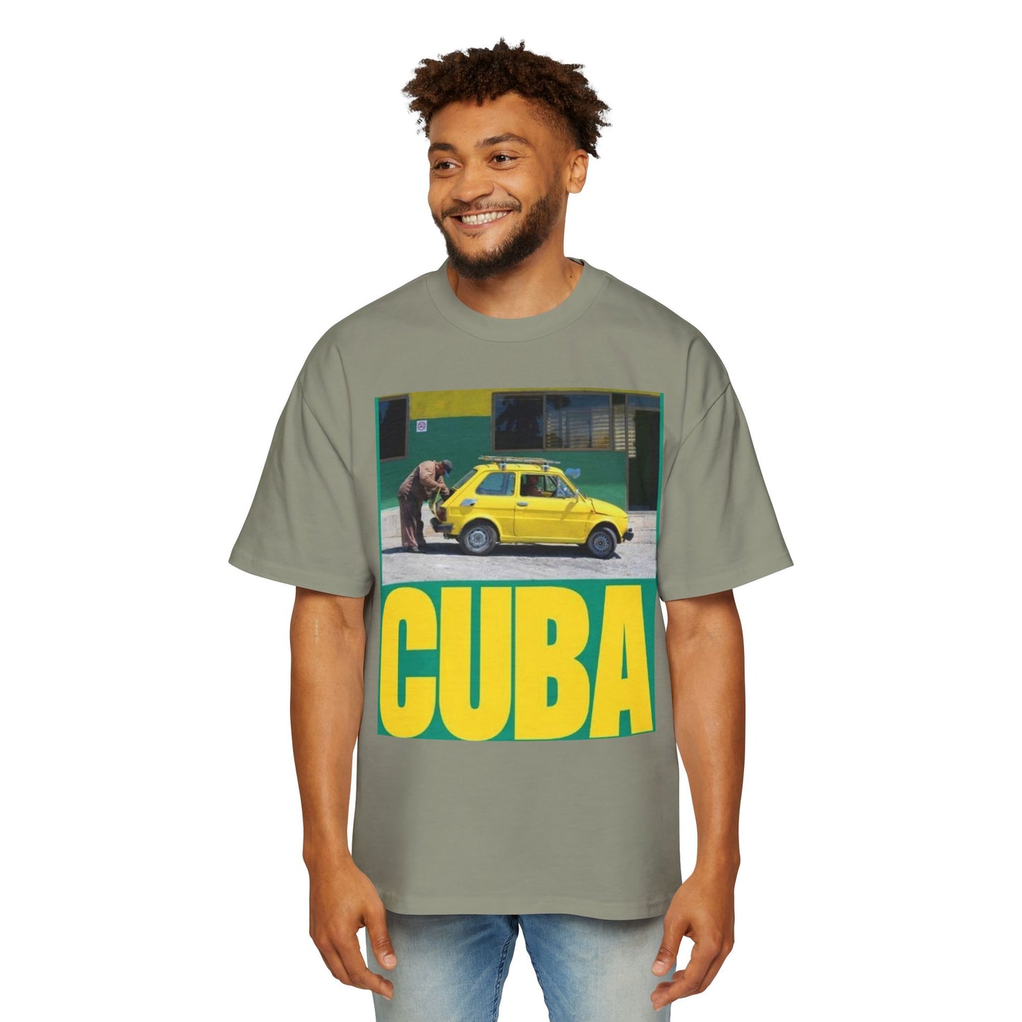 Cuba Vintage Photo Tee — Retro Yellow Car Graphic T-Shirt