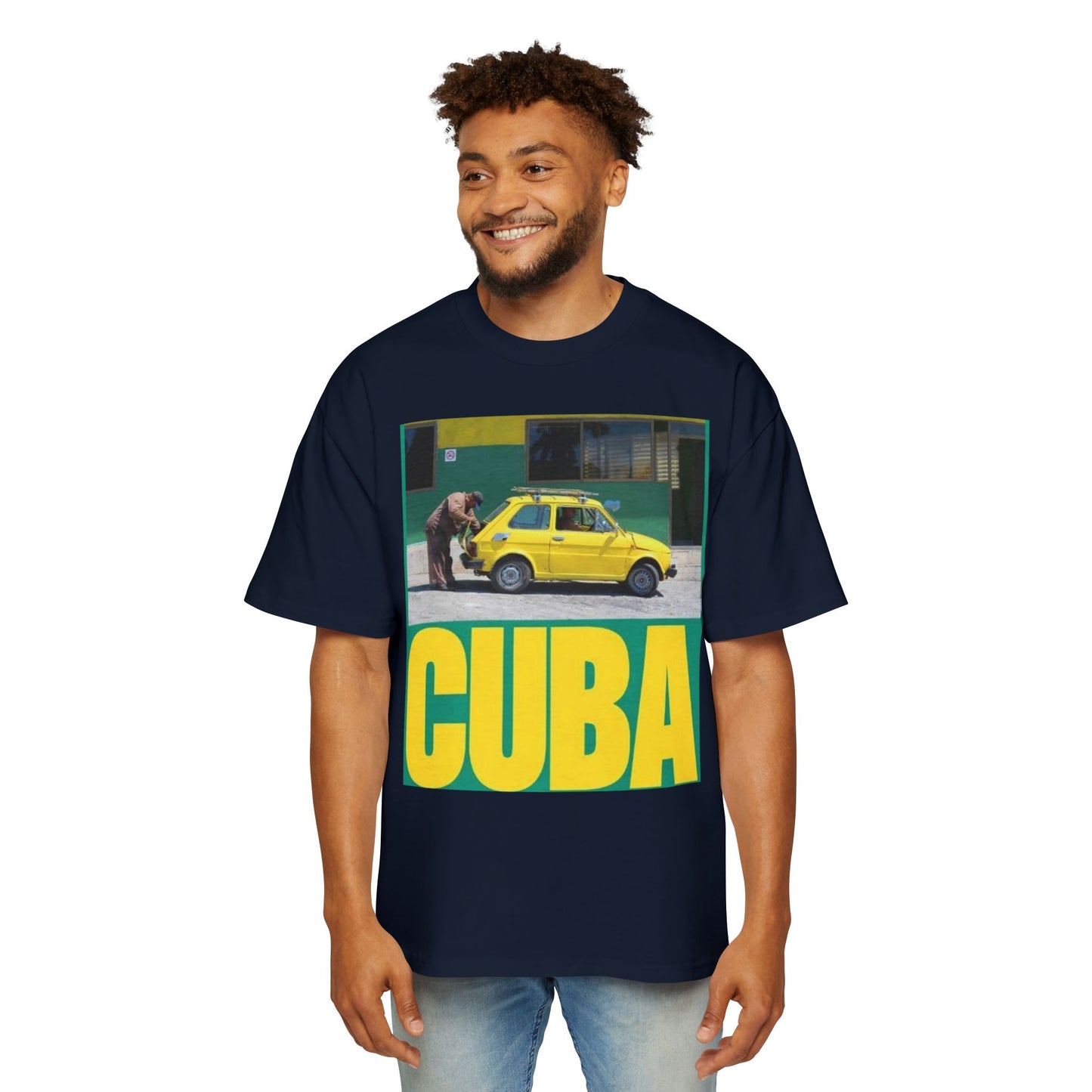 Cuba Vintage Photo Tee — Retro Yellow Car Graphic T-Shirt