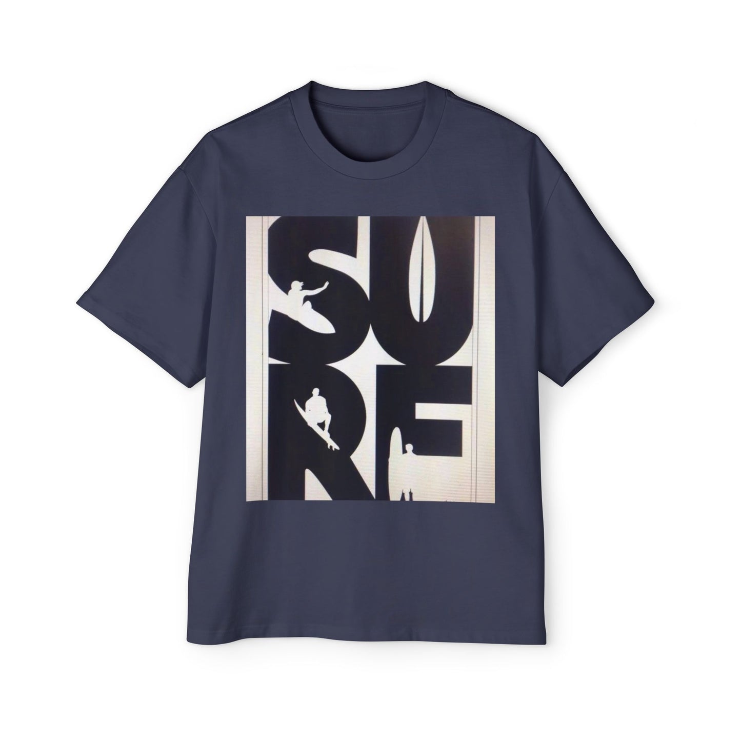 Surf Graphic Tee — Oversized Men's Surfboard Silhouette Shirt