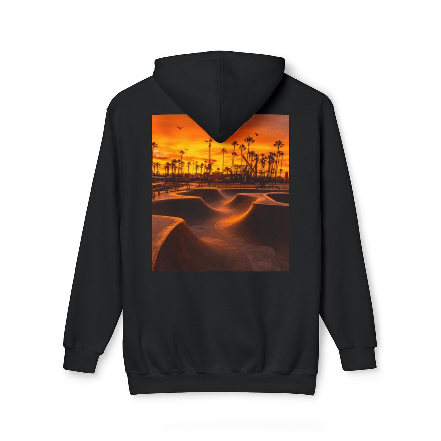 Unisex Hooded Sweatshirt with Sunset Skate Park Design - Perfect for Casual Style & Outdoor Activities