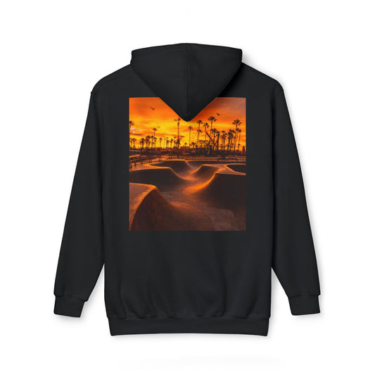 Unisex Hooded Sweatshirt with Sunset Skate Park Design - Perfect for Casual Style & Outdoor Activities