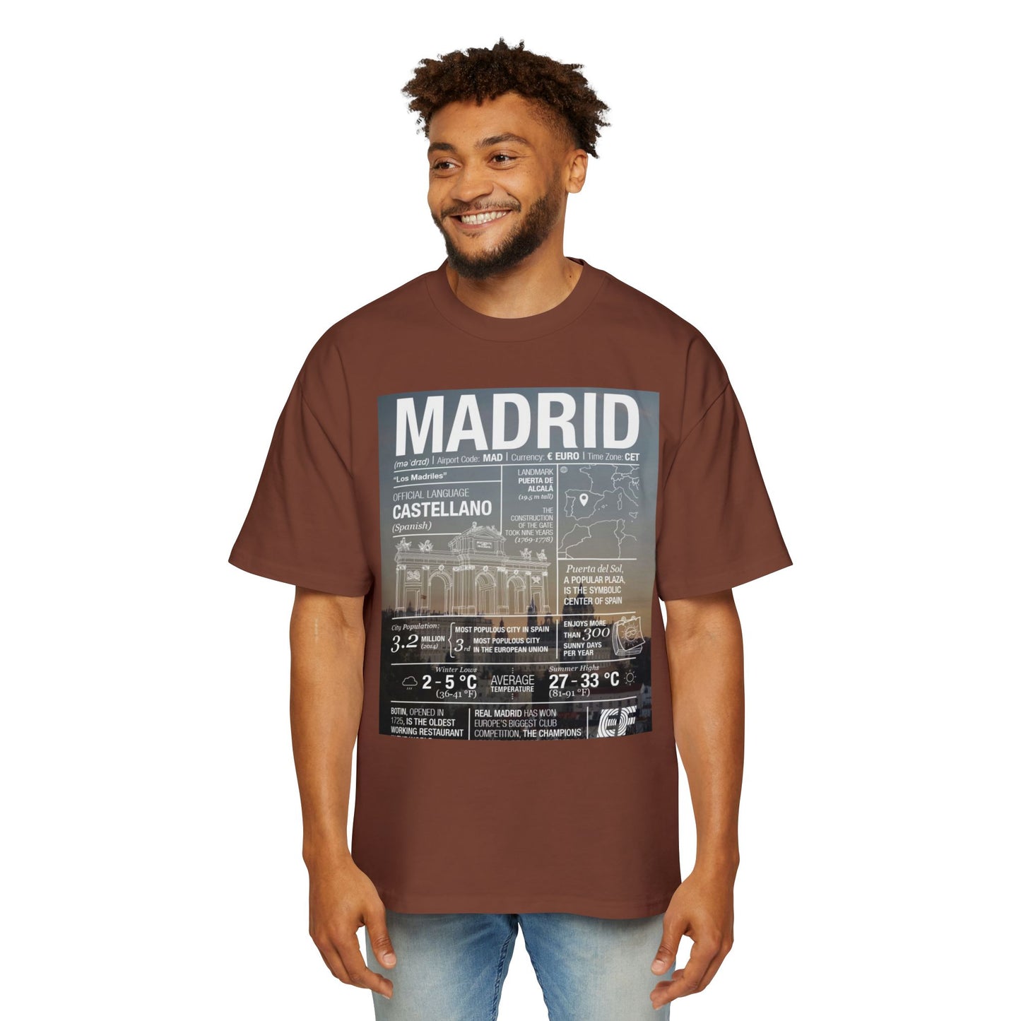 Madrid Graphic Tee — Vintage City Weather Poster T‑Shirt