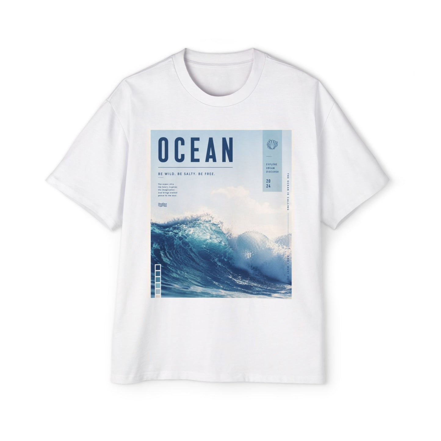 Ocean Wave Graphic Tee — "OCEAN" Coastal Photo Print T-Shirt
