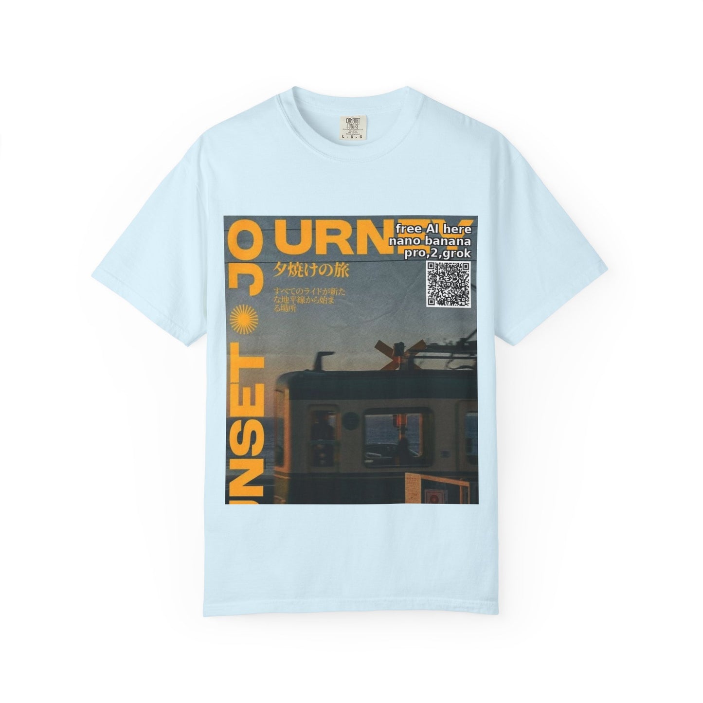 Sunset Train Graphic T-Shirt — Japanese Retro Transit Poster Tee