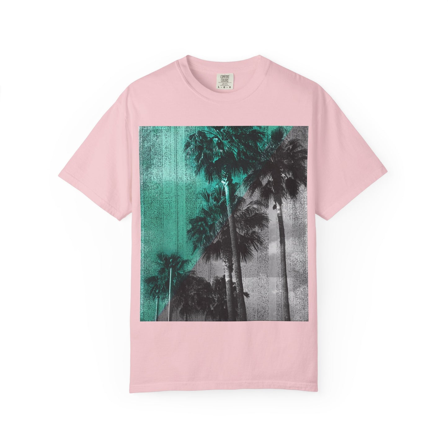 Palm Trees Photo Tee — Vintage Teal Sunset T-Shirt