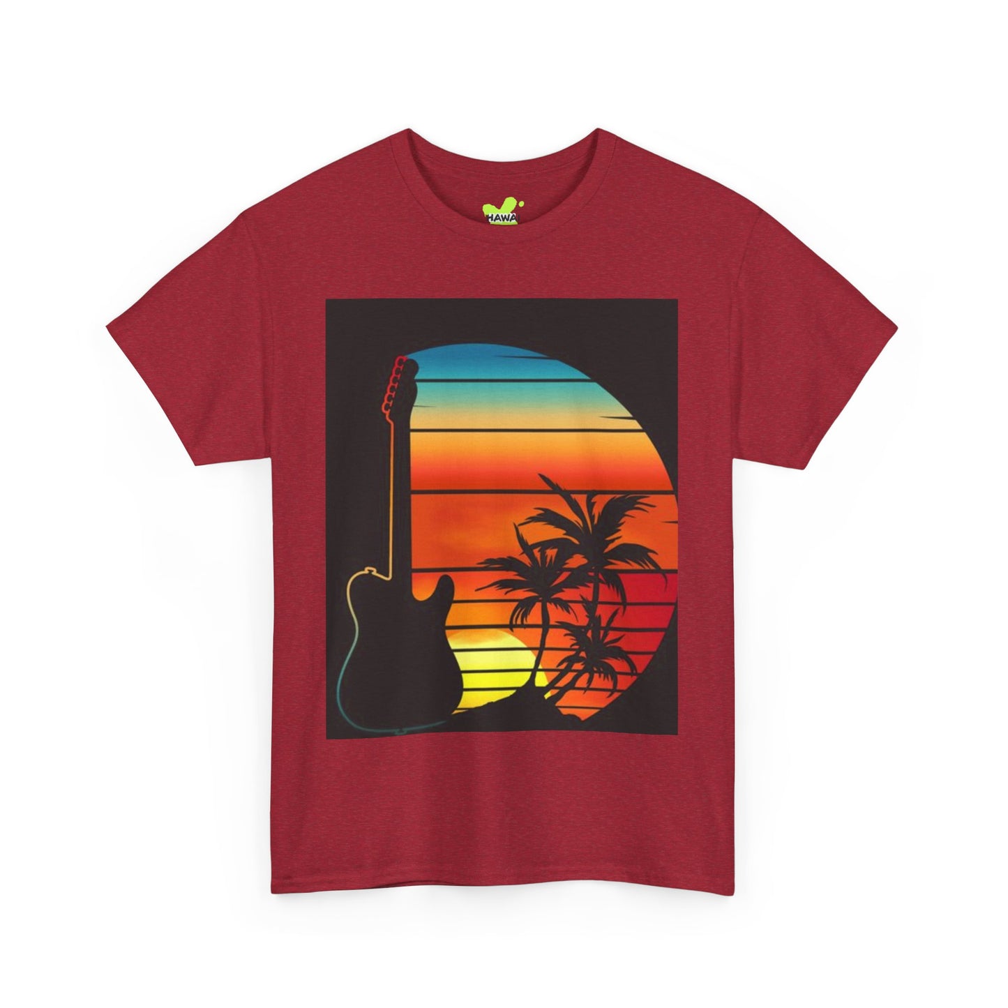 Sunset Guitar Vibe Unisex Heavy Cotton Tee