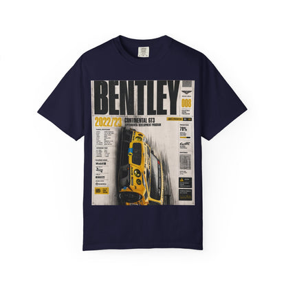 Bentley Continental GT Newspaper Graphic T‑Shirt — Vintage Racing Poster Tee