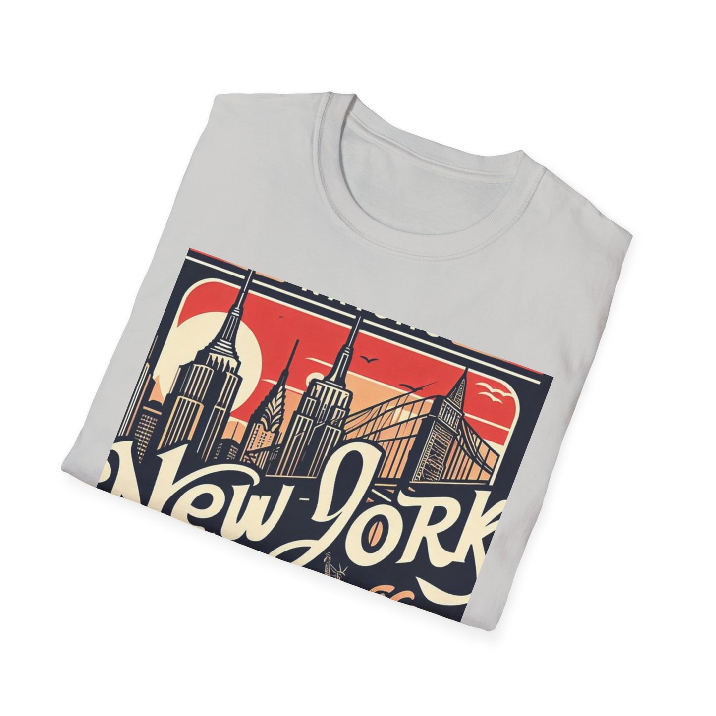 NYC Vintage T-Shirt, Unisex Softstyle Tee, New York City Shirt, Travel Souvenir Gift, Casual Wear for Tourists