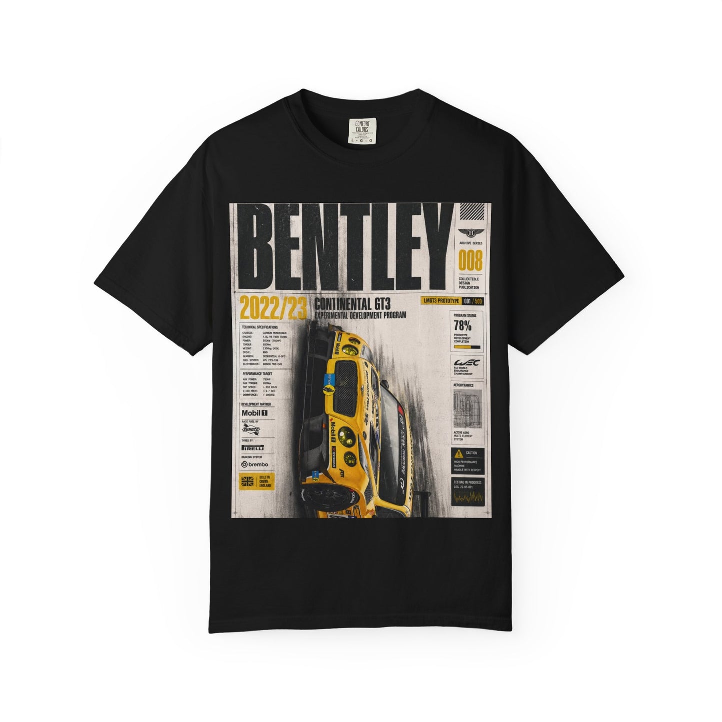 Bentley Continental GT Newspaper Graphic T‑Shirt — Vintage Racing Poster Tee