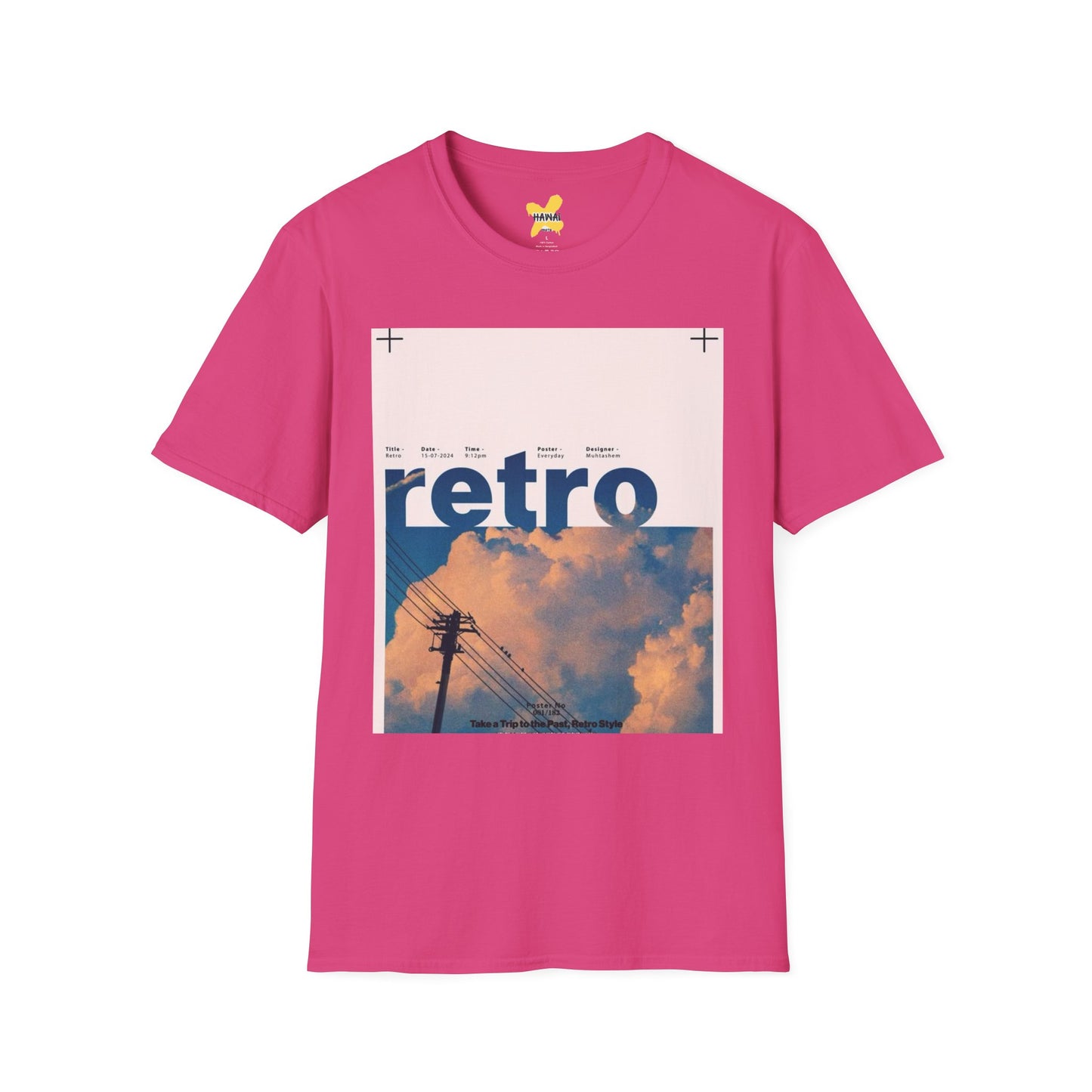 Retro Aesthetic Unisex Softstyle T-Shirt - Vintage Clouds & Texture Design