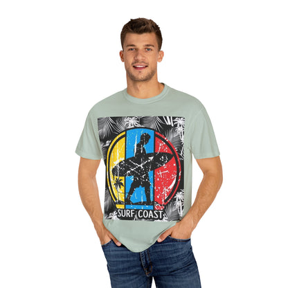 Surf Coast Unisex Garment-Dyed T-shirt - Retro Beach Vibes, Summer Essential, Surfing Gift, Casual Wear, Vacation Style