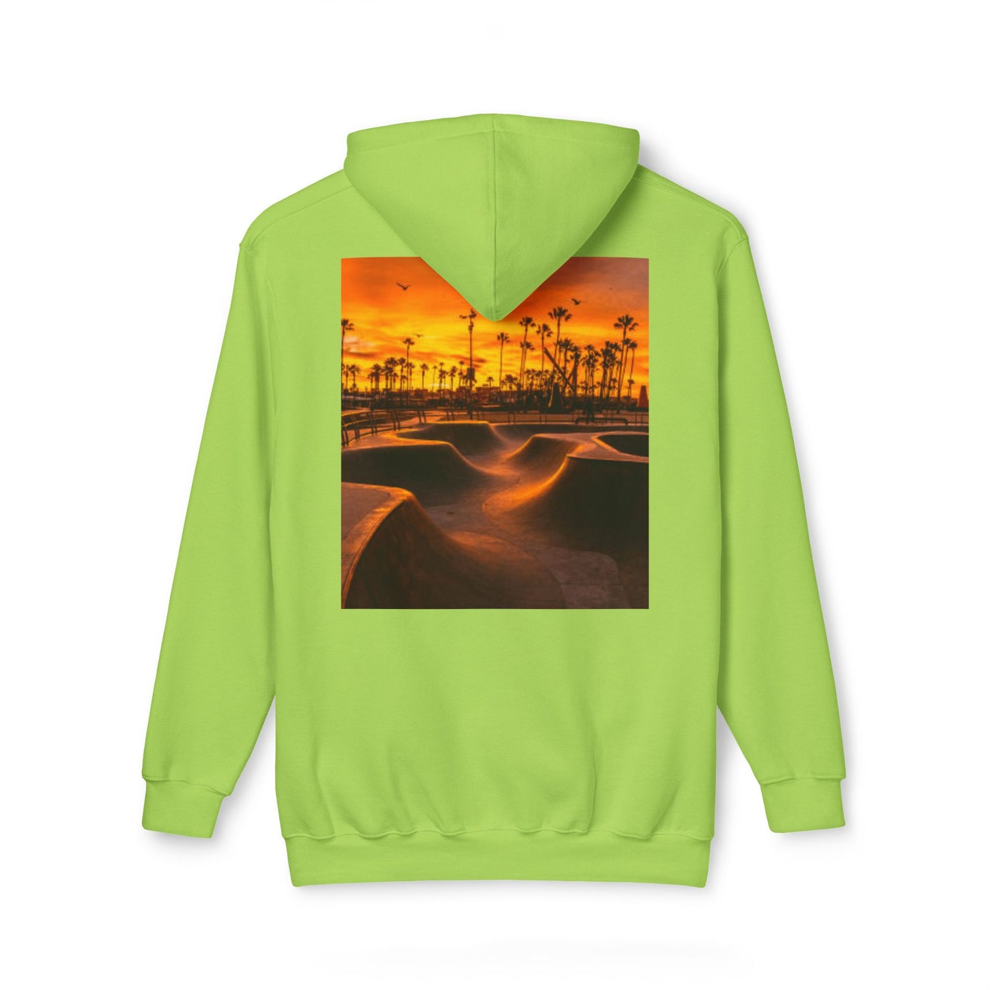 Unisex Hooded Sweatshirt with Sunset Skate Park Design - Perfect for Casual Style & Outdoor Activities