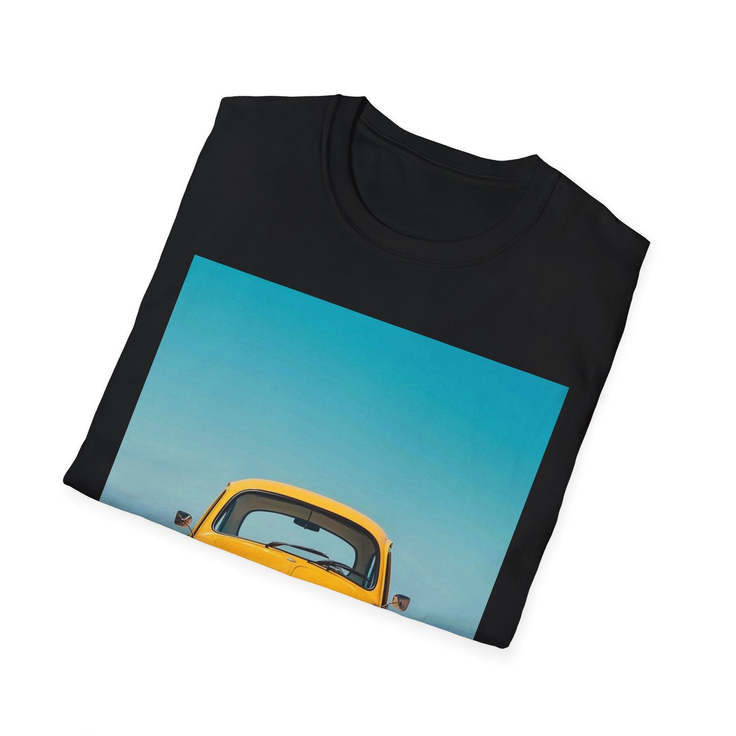 Vintage Yellow Car Unisex Softstyle T-Shirt | Retro Auto Tee for Car Enthusiasts