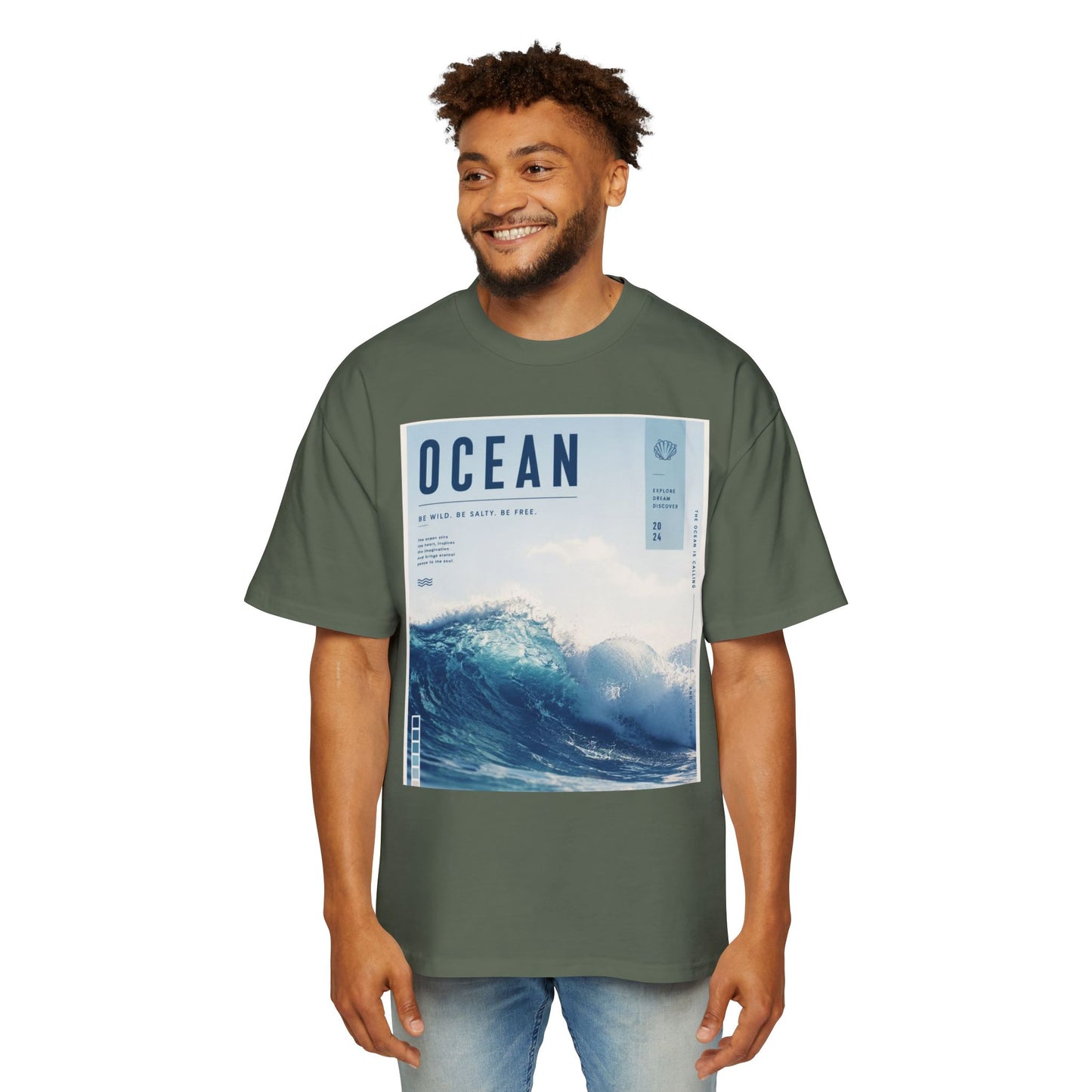 Ocean Wave Graphic Tee — "OCEAN" Coastal Photo Print T-Shirt