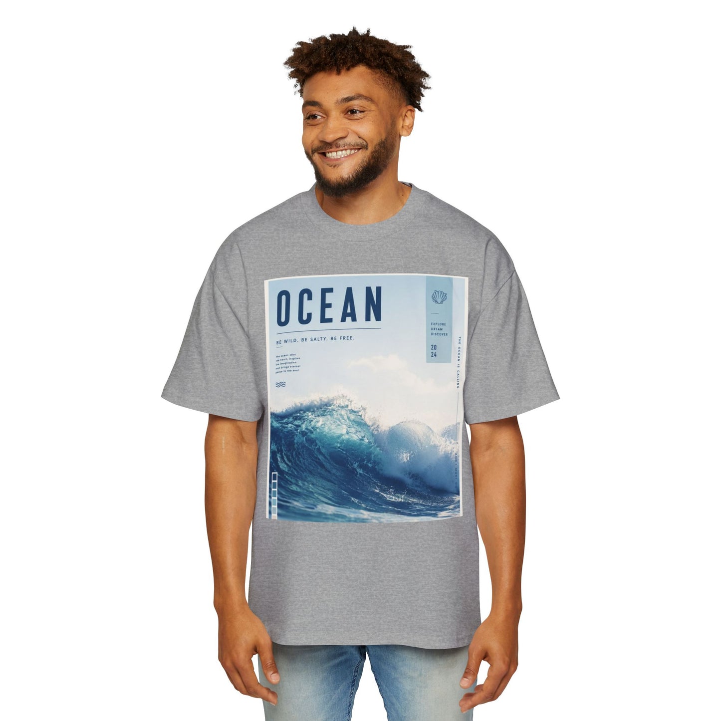 Ocean Wave Graphic Tee — "OCEAN" Coastal Photo Print T-Shirt