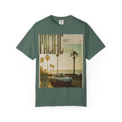 Pacific Drive Vintage Beach T-Shirt – Sunset Palm Coastal Graphic Tee