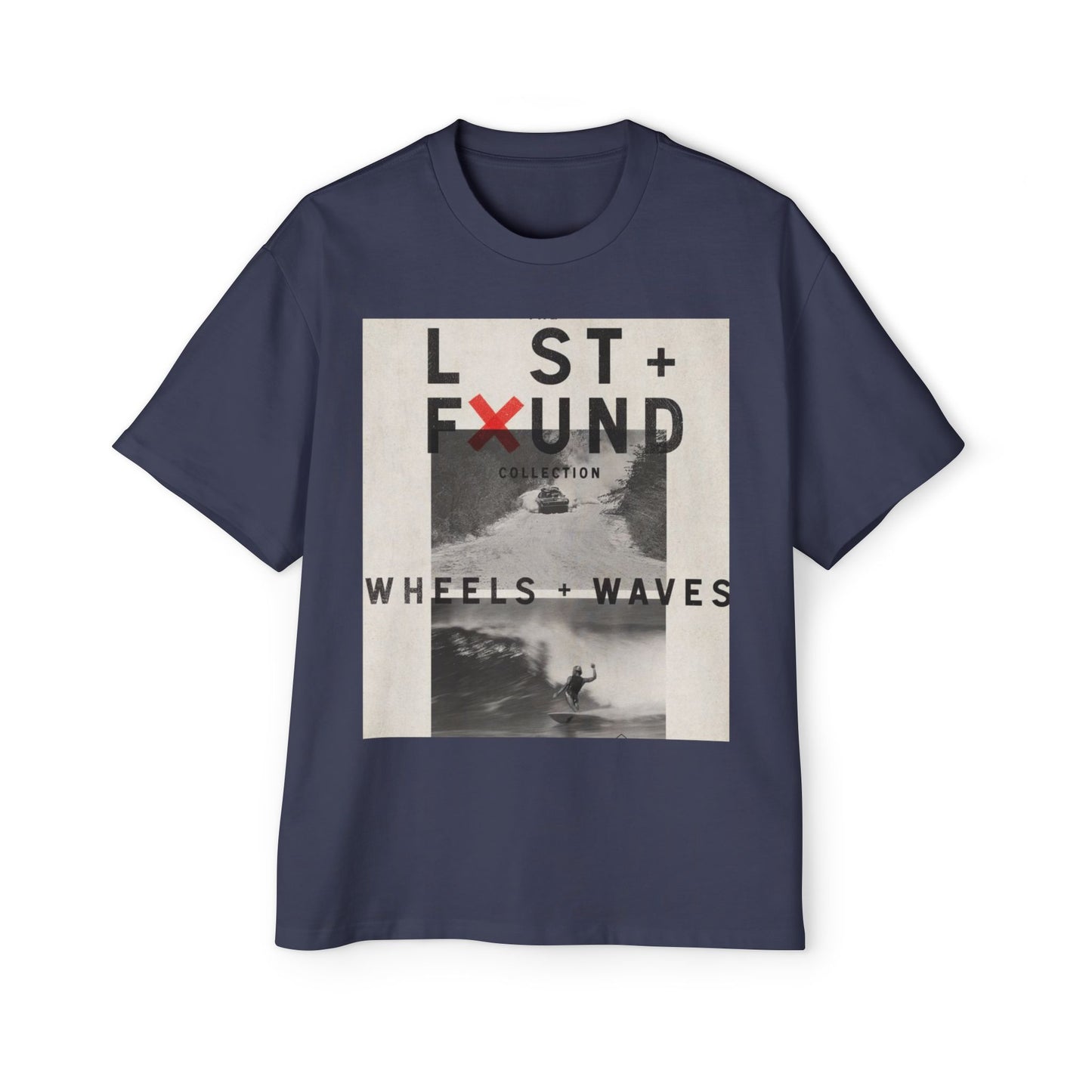 Lost & Found 'Wheels + Waves' Graphic Tee — Oversized Men's Surf Skate Shirt