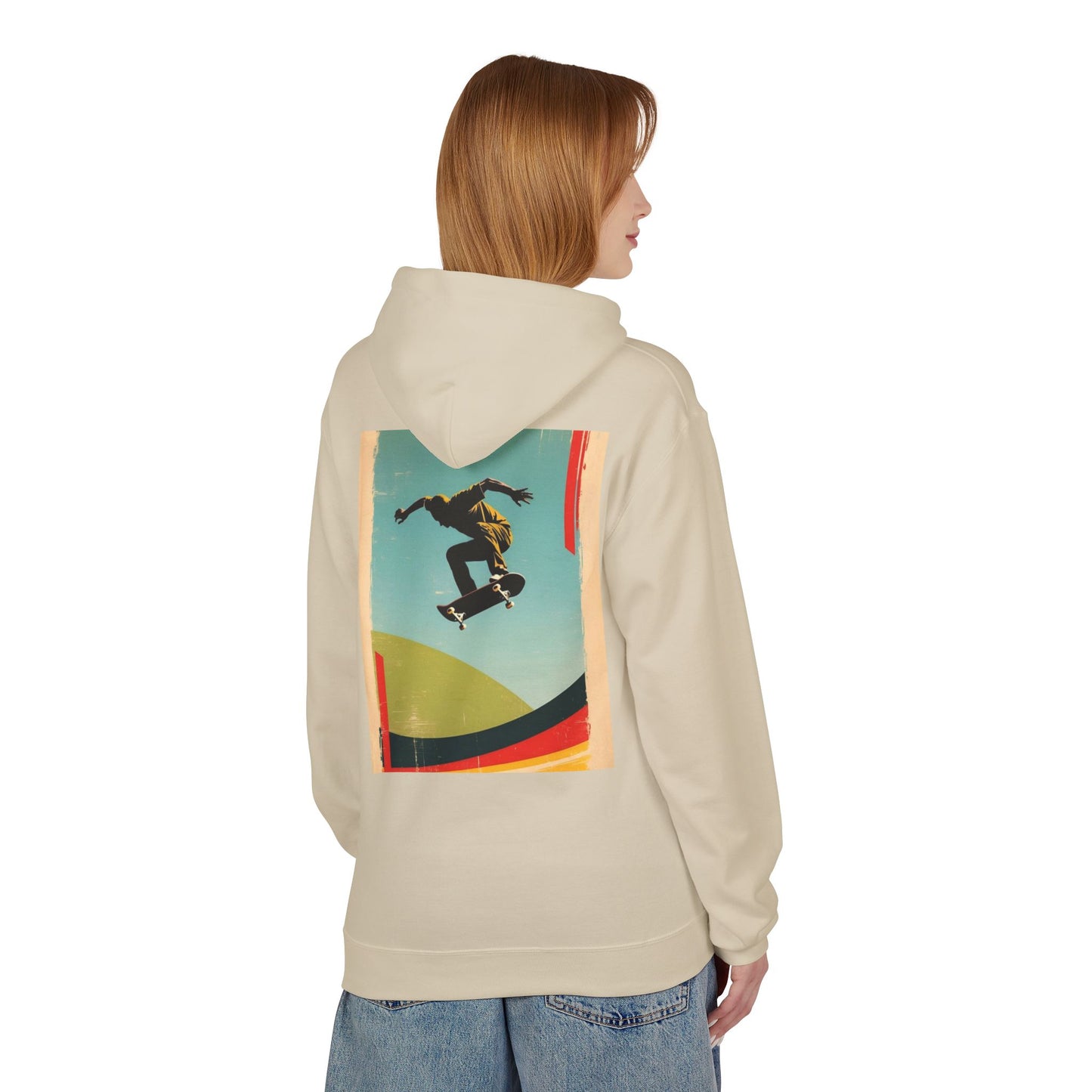 Retro Skateboarder Fleece Hoodie - Unisex Softstyle Pullover
