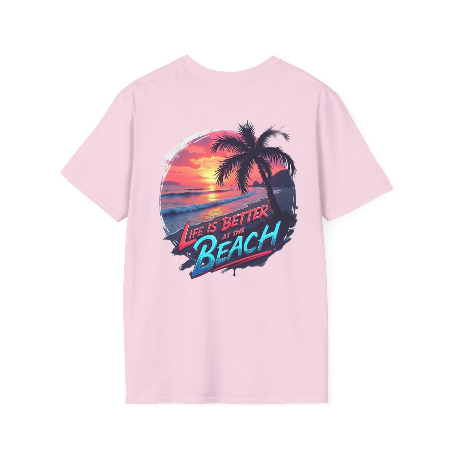 Unisex Softstyle Beach T-Shirt - "Life is Better at the Beach" Graphic Tee