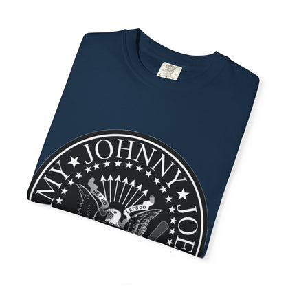 Vintage-Inspired Unisex Garment-Dyed T-Shirt with Rock Band Logo
