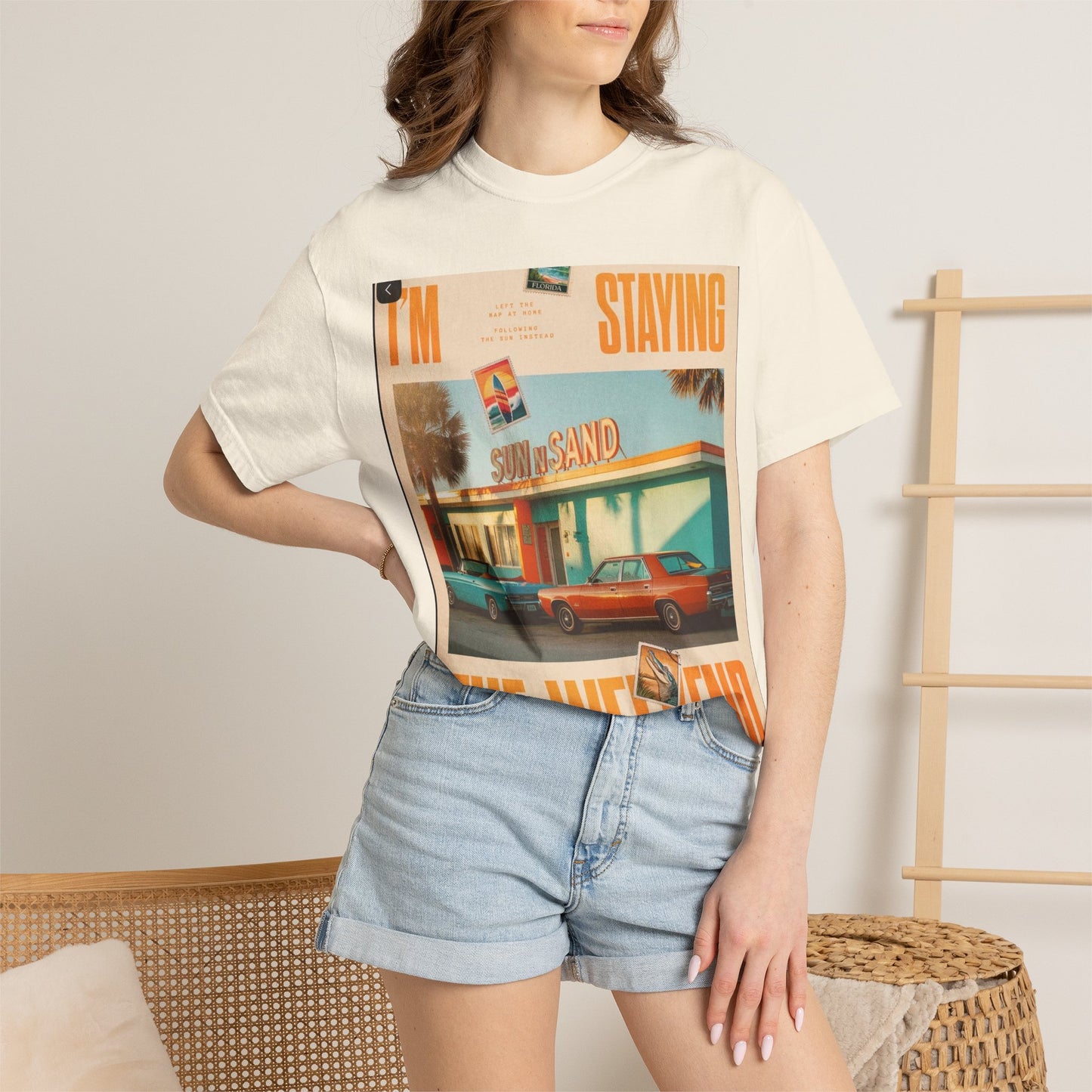 Weekend Staycation Vintage T-Shirt — "I'm Staying the Weekend" Retro Diner Design