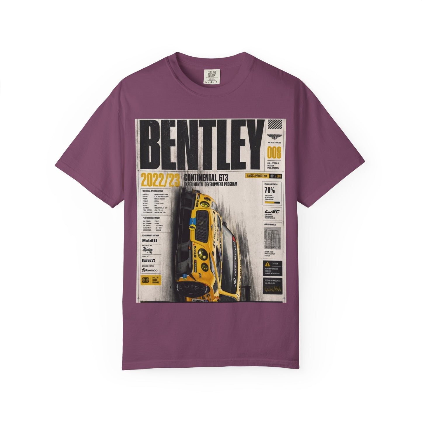 Bentley Magazine Cover T-Shirt – Yellow Sports Car Graphic Tee