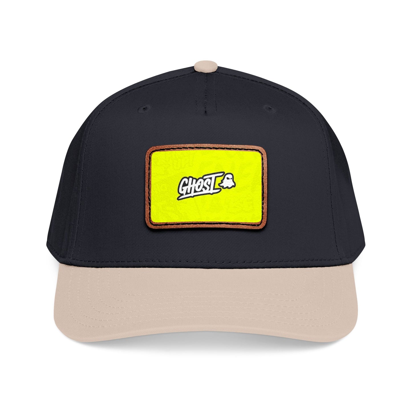 Ghost Patch Baseball Cap — Mid Profile Leather Rectangle Hat