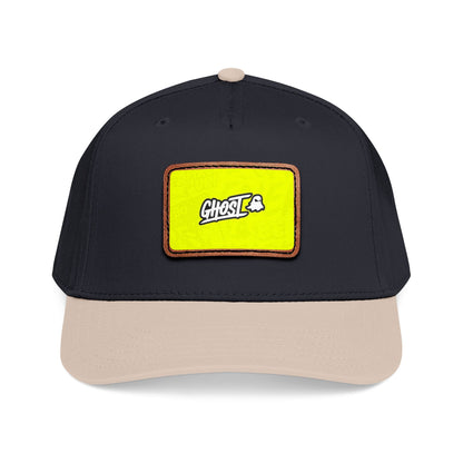 Ghost Patch Baseball Cap — Mid Profile Leather Rectangle Hat