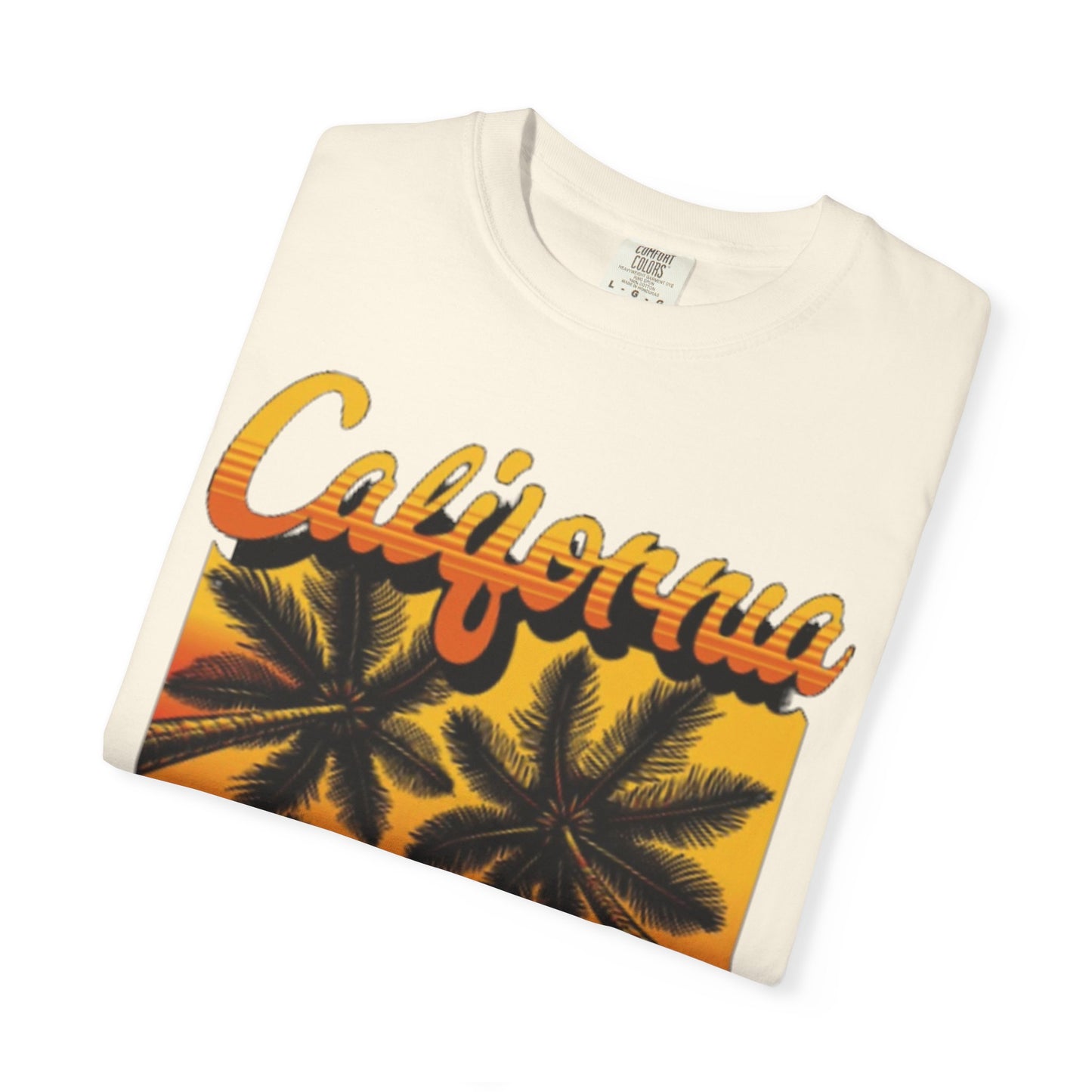 California Sunset T-Shirt - Garment-Dyed Unisex Tee with Palm Tree Design