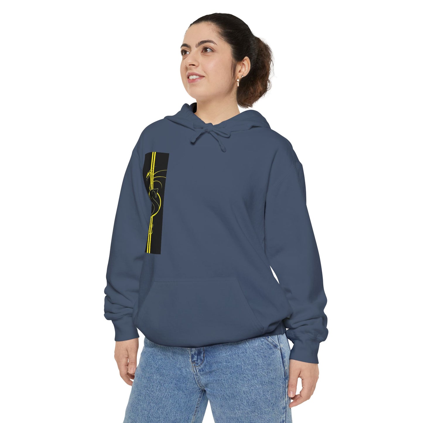 Volleyball Stripe Hoodie — Retro Yellow & Black Volleyball Design