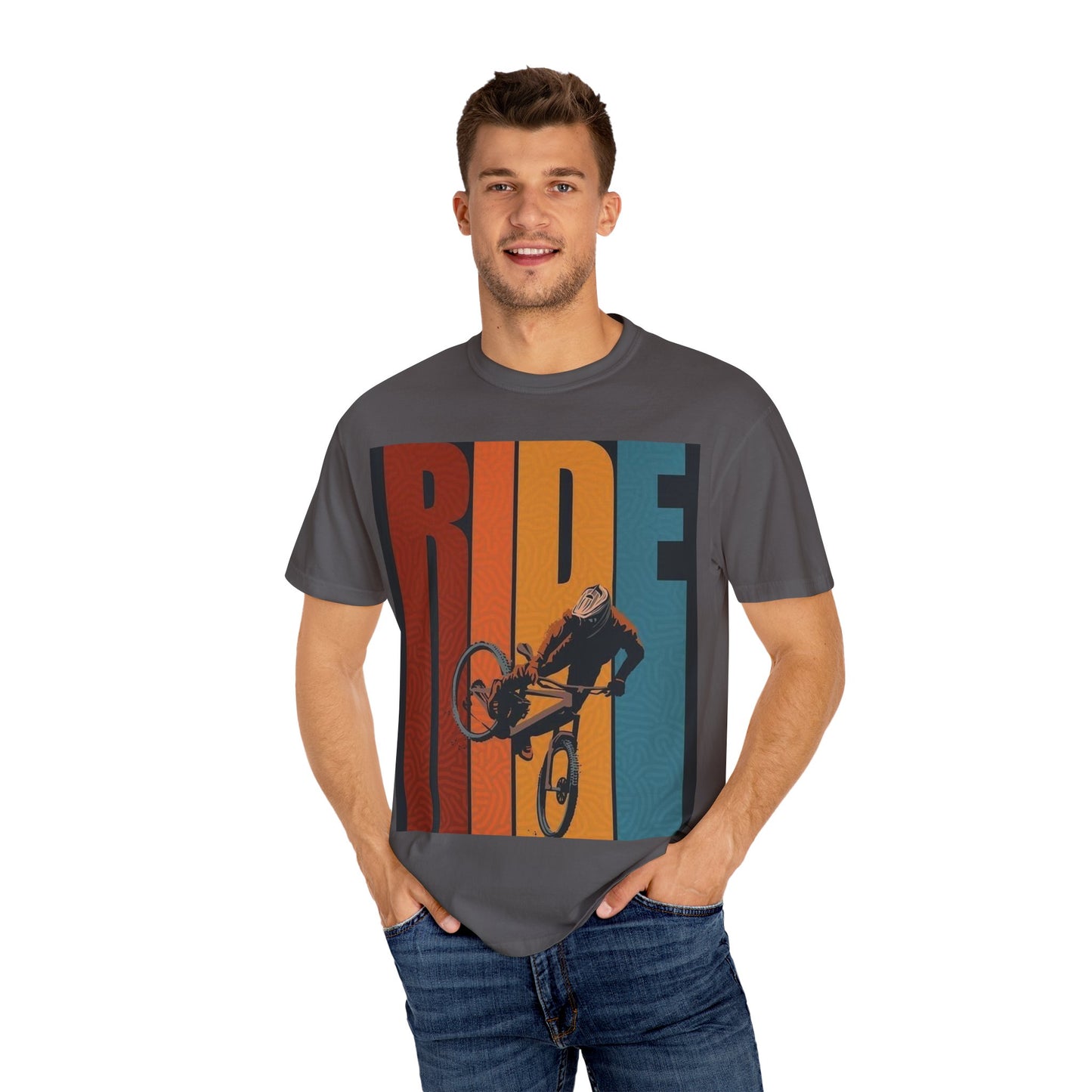 Ride Bike Unisex Garment-Dyed T-shirt | Mountain Biking Graphic Tee