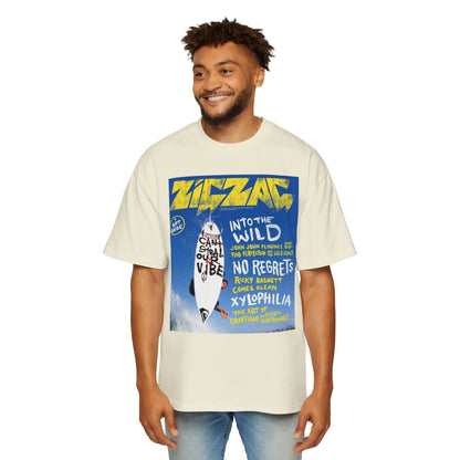 Surf Poster Graphic Tee — "Into the Wild / No Regrets" Oversized Men’s T‑Shirt