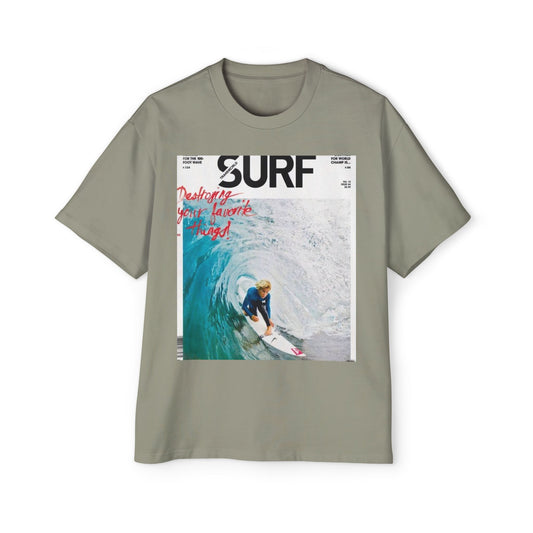 Surf Photo Graphic Tee — "Surf" Wave Rider Men's Oversized T-Shirt