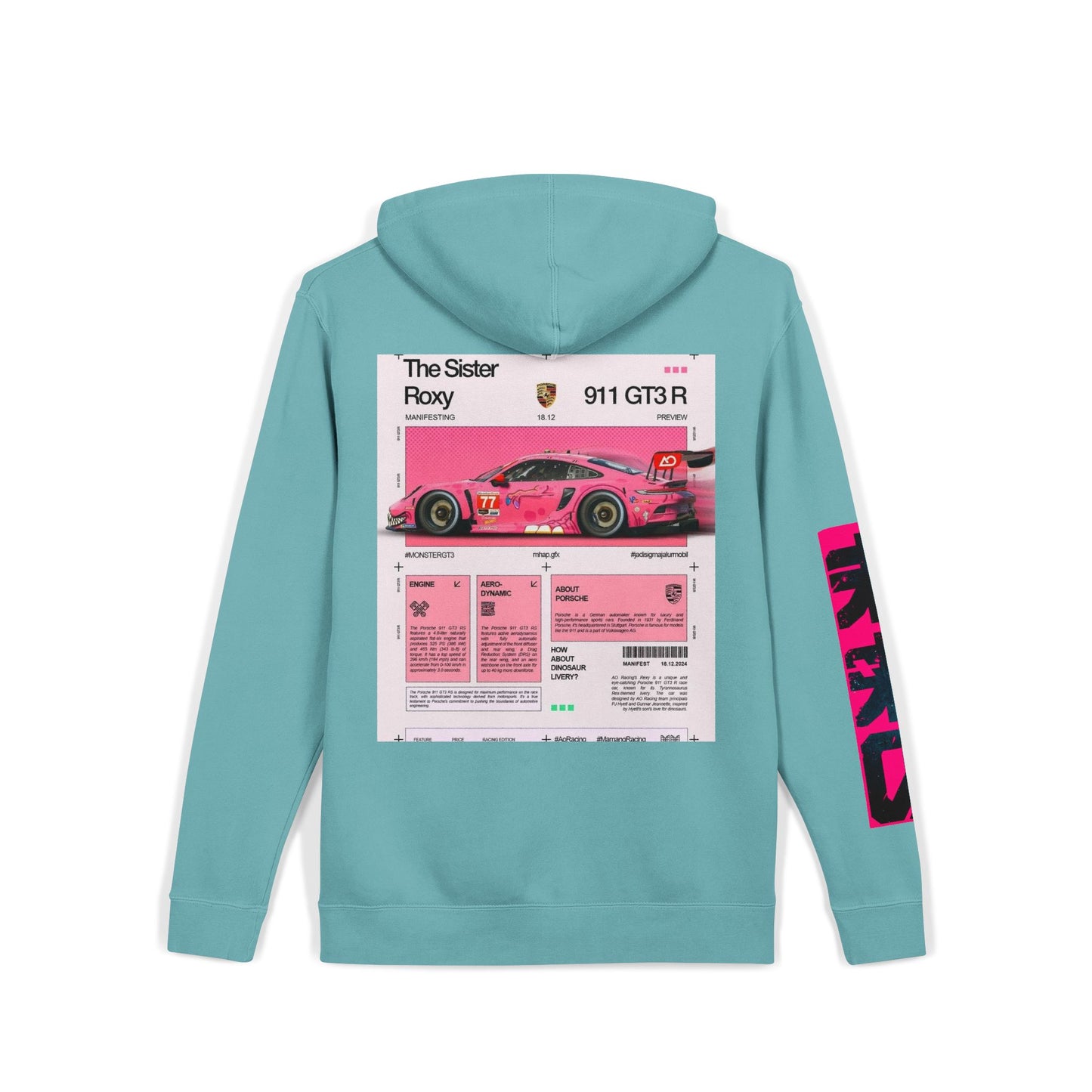 Pigment-Dyed Hoodie — Retro Racing Car Graphic ("911 GT3R")