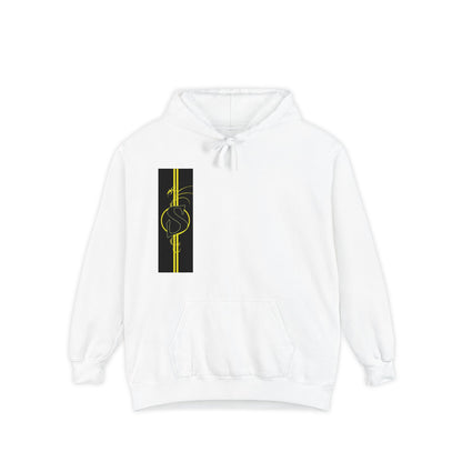 Volleyball Stripe Hoodie — Retro Yellow & Black Volleyball Design