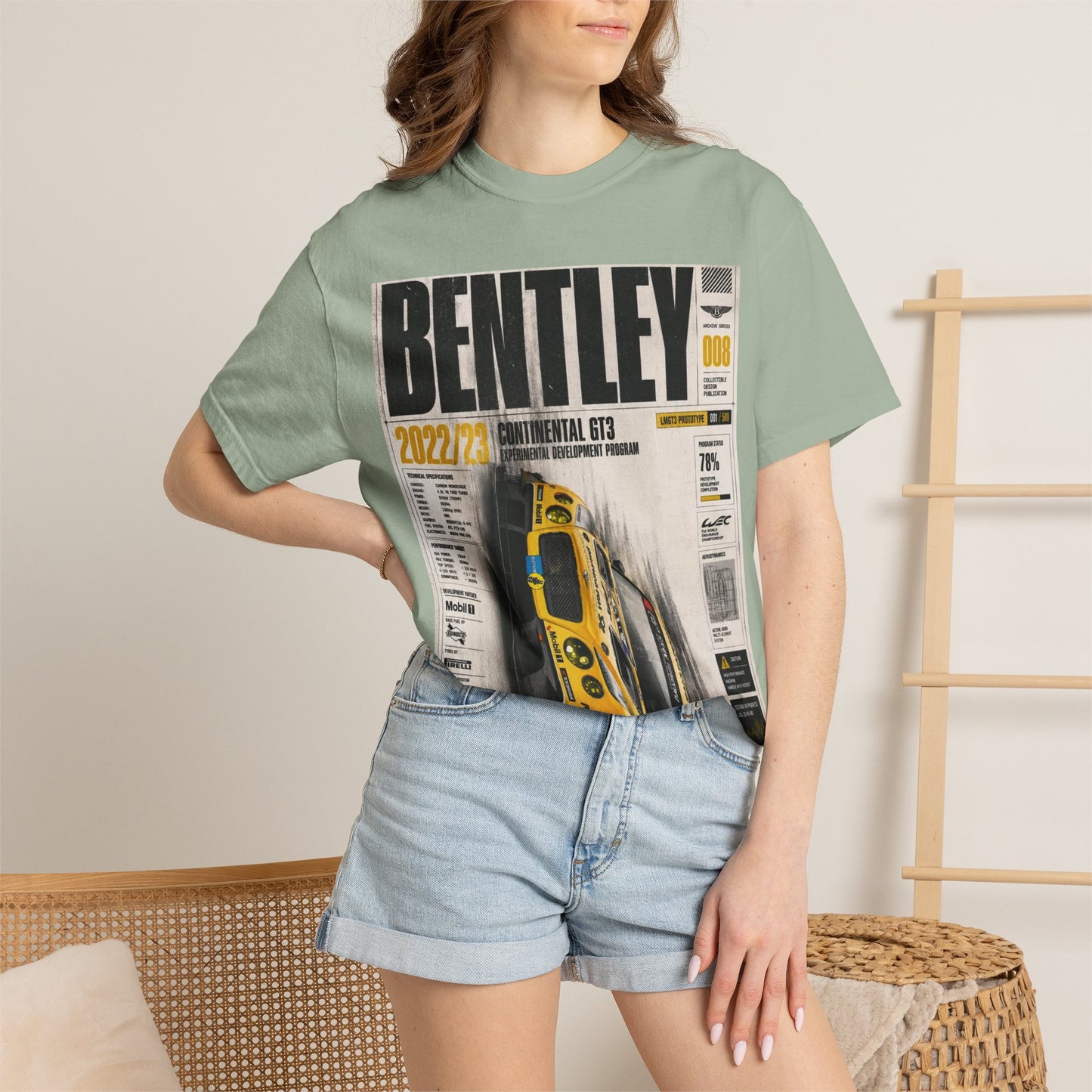 Bentley Magazine Cover T-Shirt – Yellow Sports Car Graphic Tee