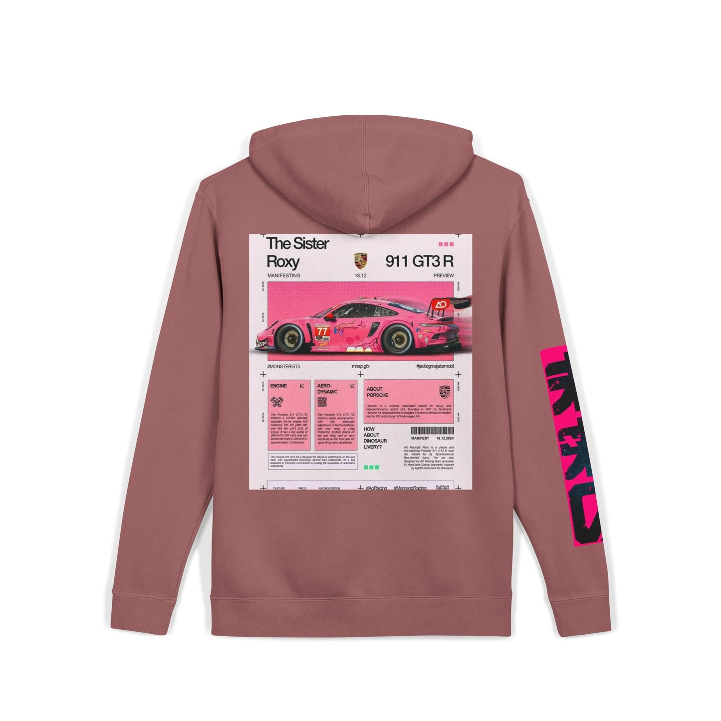Pigment-Dyed Hoodie — Retro Racing Car Graphic ("911 GT3R")