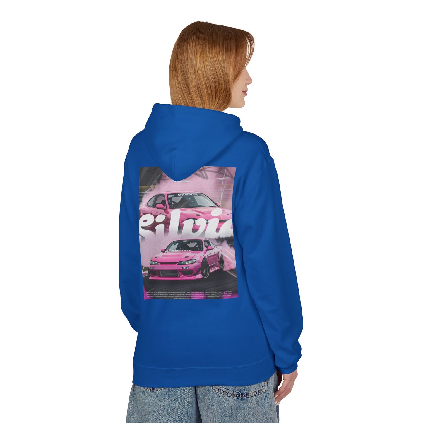 Unisex Fleece Hoodie with Pink Silvia Design - Stylish and Comfortable Streetwear