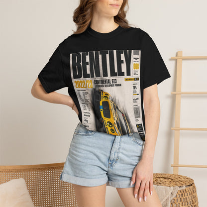 Bentley Continental GT Newspaper Graphic T‑Shirt — Vintage Racing Poster Tee