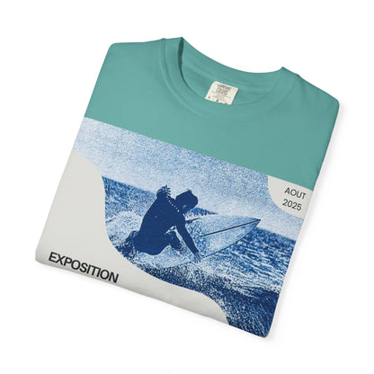 Bleu Sauvage Surf Poster T-Shirt — Vintage French Surfing Graphic Tee