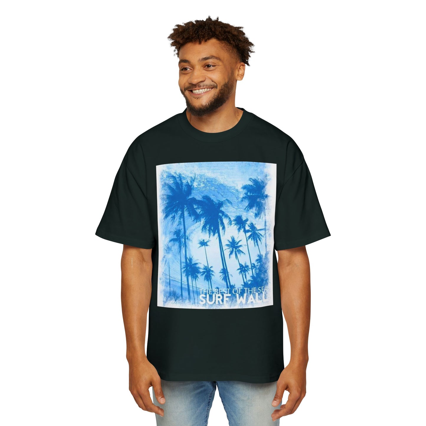 Surf Palm Tee — Blue Tropical Graphic T-Shirt