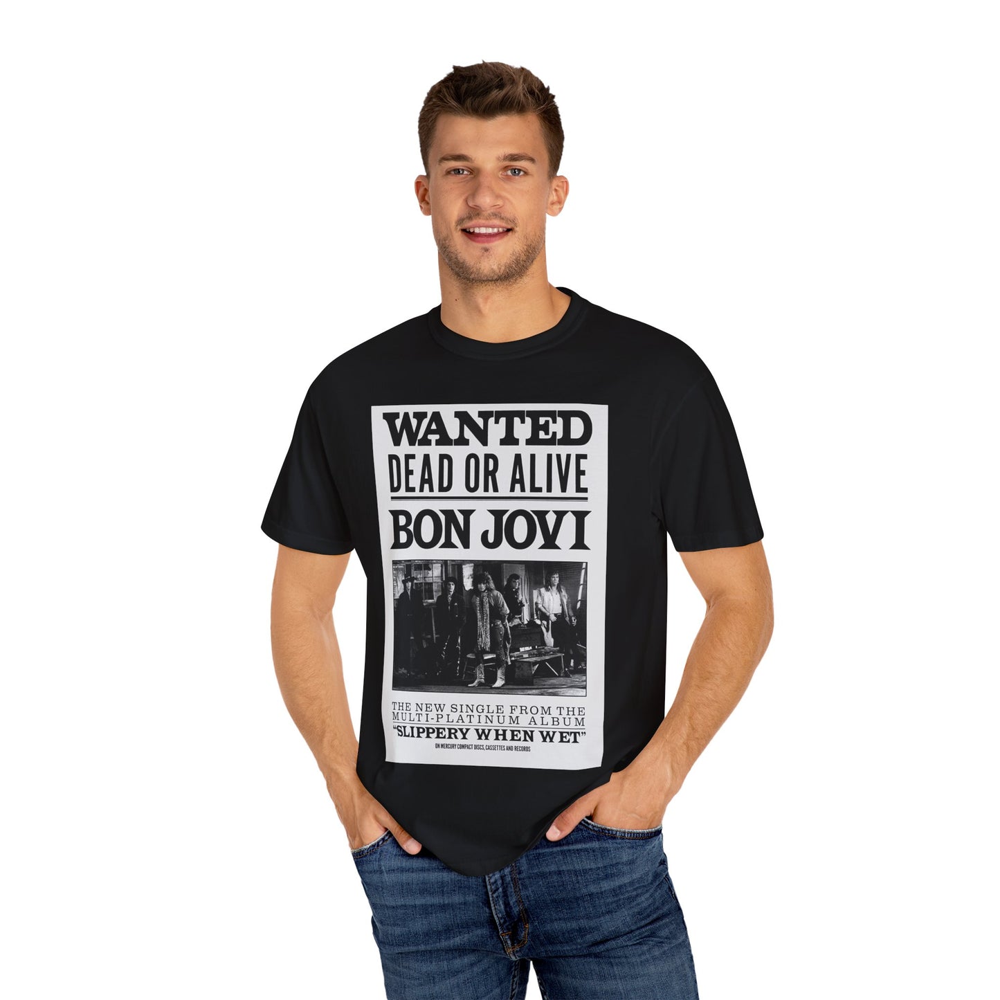 Bon Jovi Wanted Dead or Alive Unisex Garment-Dyed T-Shirt