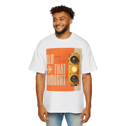 Oversized Tee — Retro Traffic Light 'Hold That Thought' Graphic