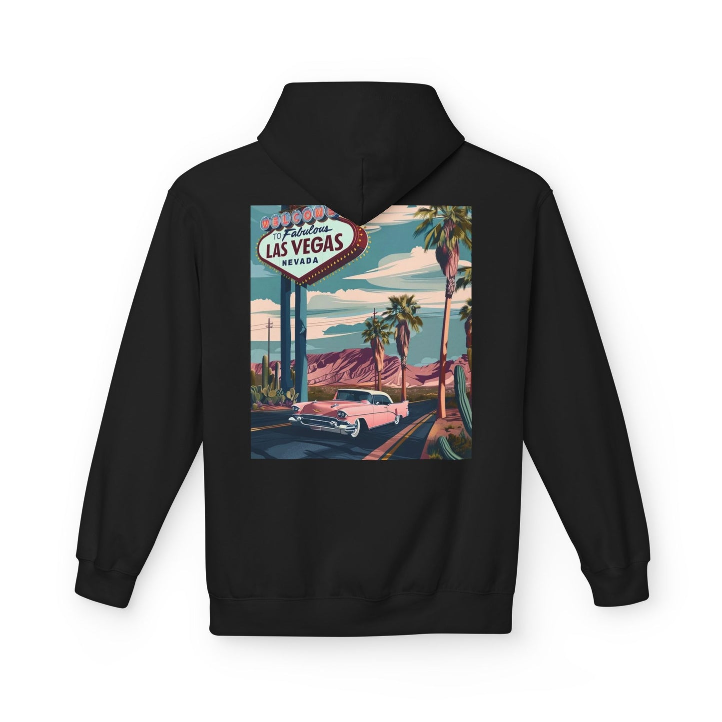 Retro Las Vegas Fleece Hoodie - Unisex Midweight Sweatshirt