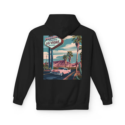 Retro Las Vegas Fleece Hoodie - Unisex Midweight Sweatshirt