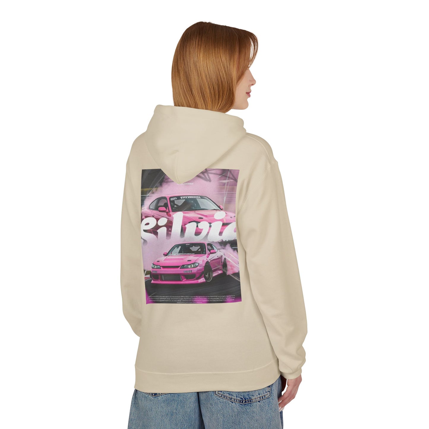Unisex Fleece Hoodie with Pink Silvia Design - Stylish and Comfortable Streetwear