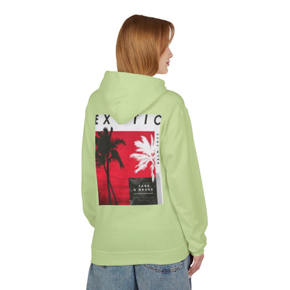 Exotic Vibe Unisex Fleece Hoodie - Cozy Beach Style, Perfect for Travel, Summer Events, Casual Outings, Gifts for Adventurers