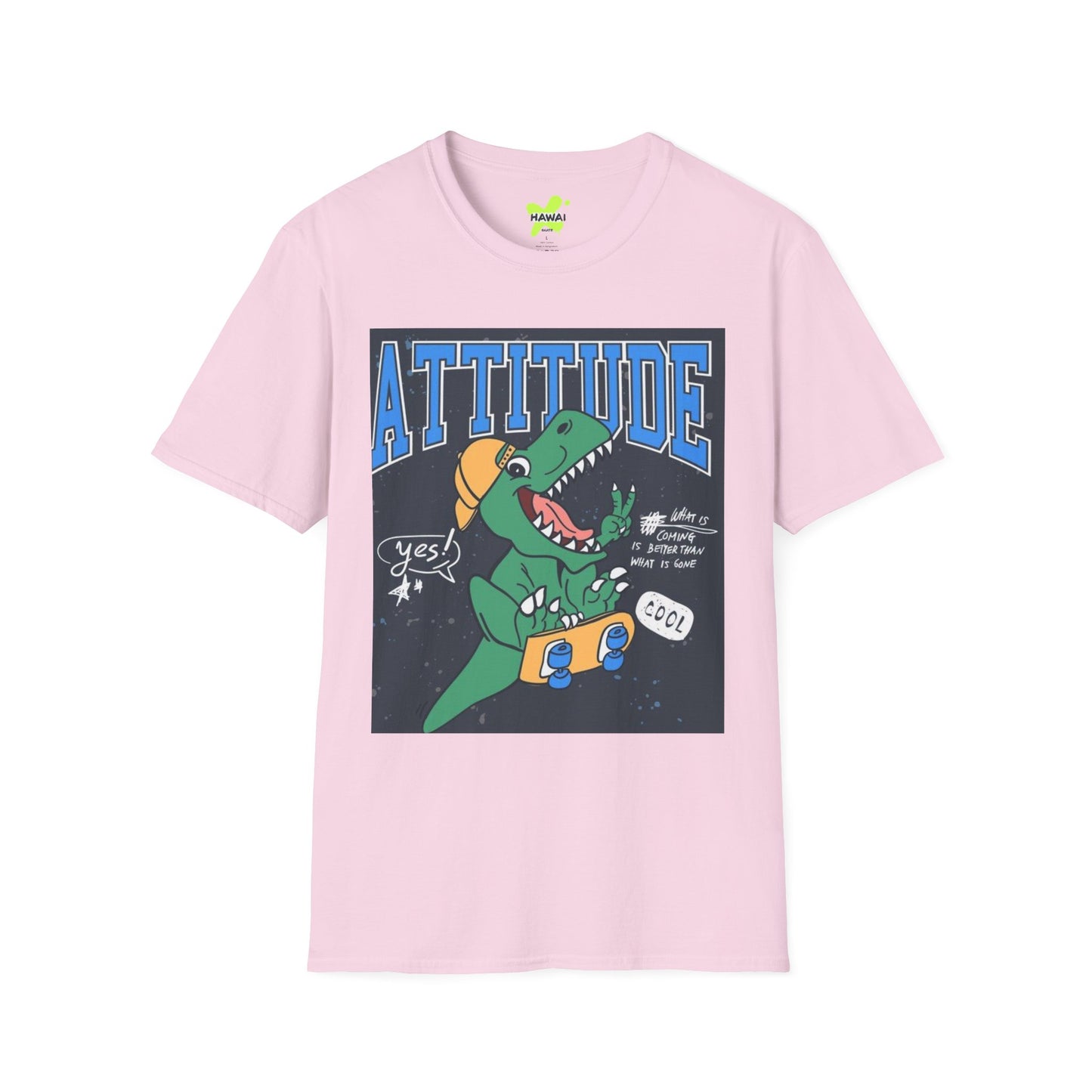 Dino Attitude T-Shirt, Fun Graphic Tee, Casual Wear, Gift for Kids, Skateboarder Shirt, Cool Dinosaur Apparel
